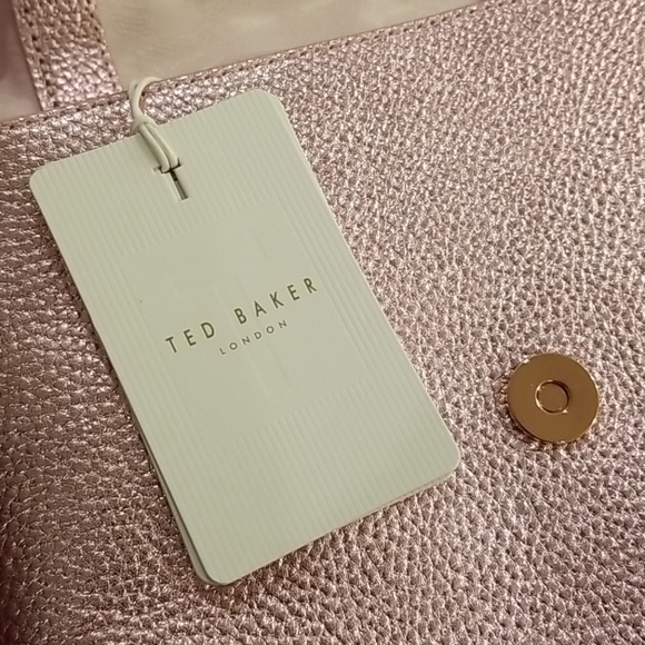 ?TED BAKER LONDON? Aviiana Leather Ruffle Backpack Light Pink Metallic NWT